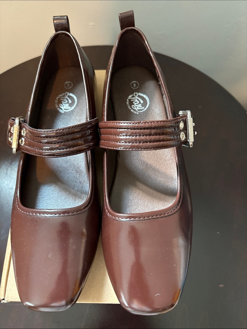 Trary Mary Jane Patent Leather Flats in Dark Brown